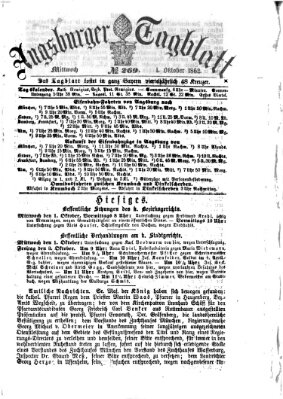 Augsburger Tagblatt Mittwoch 1. Oktober 1862