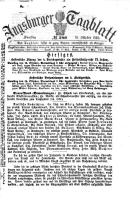 Augsburger Tagblatt Samstag 18. Oktober 1862