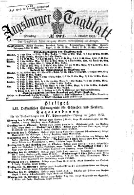 Augsburger Tagblatt Samstag 3. Oktober 1863