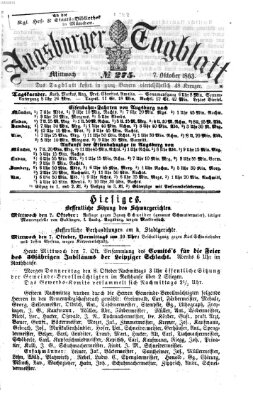 Augsburger Tagblatt Mittwoch 7. Oktober 1863