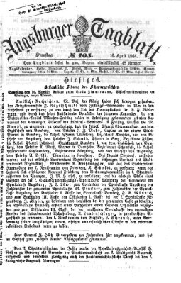 Augsburger Tagblatt Samstag 16. April 1864