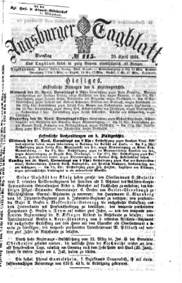Augsburger Tagblatt Dienstag 26. April 1864