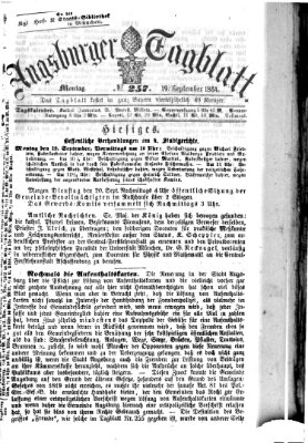 Augsburger Tagblatt Montag 19. September 1864