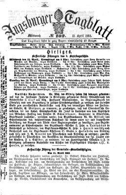 Augsburger Tagblatt Mittwoch 12. April 1865