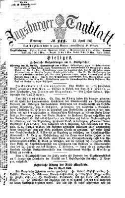 Augsburger Tagblatt Sonntag 23. April 1865
