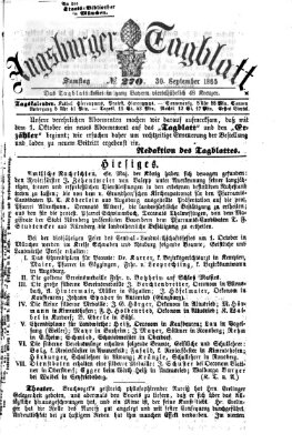 Augsburger Tagblatt Samstag 30. September 1865