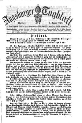 Augsburger Tagblatt Montag 7. Januar 1867