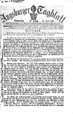 Augsburger Tagblatt Donnerstag 25. April 1867
