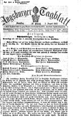 Augsburger Tagblatt Samstag 3. August 1867