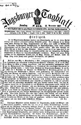Augsburger Tagblatt Samstag 16. November 1867