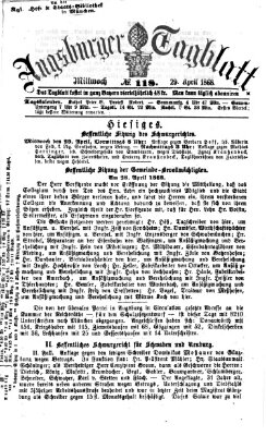Augsburger Tagblatt Mittwoch 29. April 1868