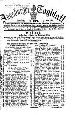 Augsburger Tagblatt Samstag 11. Juli 1868