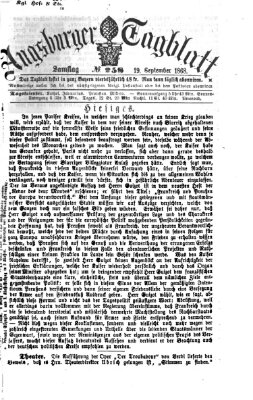 Augsburger Tagblatt Samstag 19. September 1868