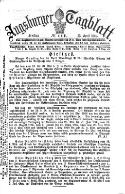 Augsburger Tagblatt Freitag 23. April 1869