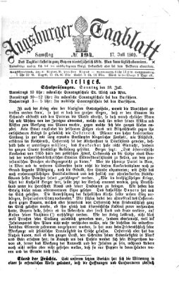 Augsburger Tagblatt Samstag 17. Juli 1869