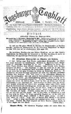 Augsburger Tagblatt Mittwoch 1. Dezember 1869