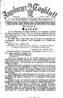 Augsburger Tagblatt Montag 7. Februar 1870