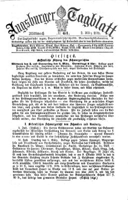 Augsburger Tagblatt Mittwoch 2. März 1870