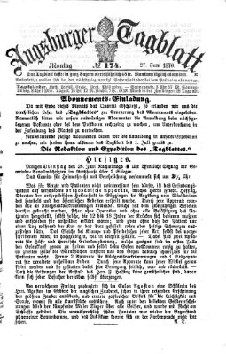 Augsburger Tagblatt Montag 27. Juni 1870
