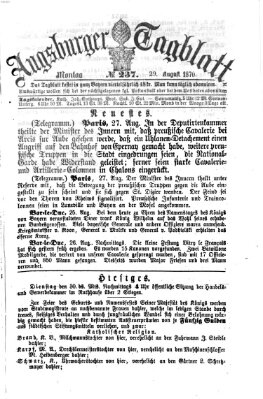 Augsburger Tagblatt Montag 29. August 1870