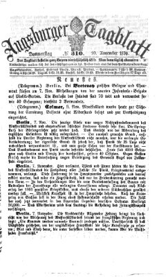Augsburger Tagblatt Donnerstag 10. November 1870