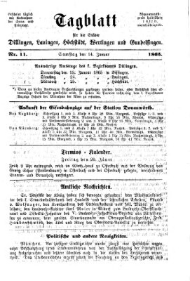 Tagblatt für die Städte Dillingen, Lauingen, Höchstädt, Wertingen und Gundelfingen Samstag 14. Januar 1865