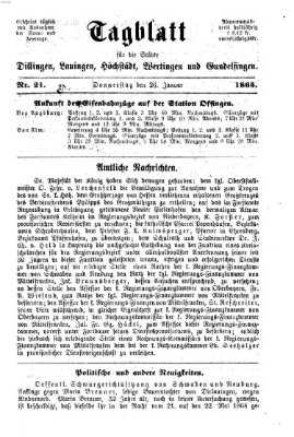 Tagblatt für die Städte Dillingen, Lauingen, Höchstädt, Wertingen und Gundelfingen Donnerstag 26. Januar 1865