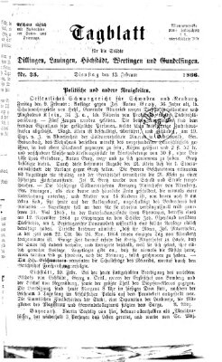 Tagblatt für die Städte Dillingen, Lauingen, Höchstädt, Wertingen und Gundelfingen Dienstag 13. Februar 1866