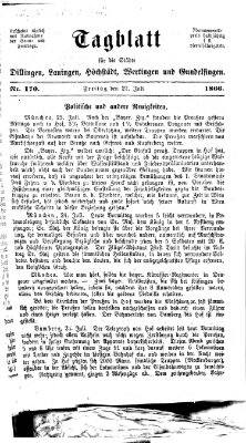 Tagblatt für die Städte Dillingen, Lauingen, Höchstädt, Wertingen und Gundelfingen Freitag 27. Juli 1866