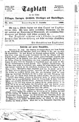 Tagblatt für die Städte Dillingen, Lauingen, Höchstädt, Wertingen und Gundelfingen Donnerstag 27. September 1866