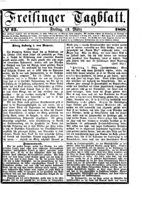Freisinger Tagblatt (Freisinger Wochenblatt) Freitag 13. März 1868