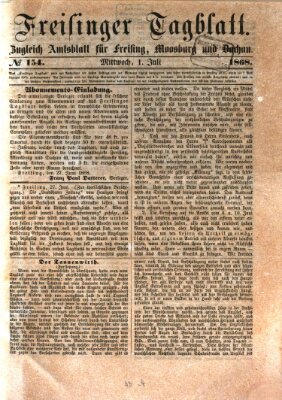 Freisinger Tagblatt (Freisinger Wochenblatt) Mittwoch 1. Juli 1868