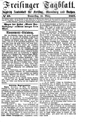 Freisinger Tagblatt (Freisinger Wochenblatt) Donnerstag 25. März 1869