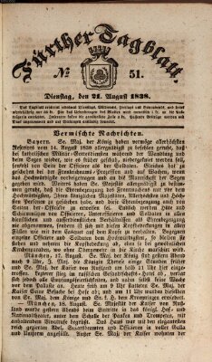 Fürther Tagblatt Dienstag 21. August 1838