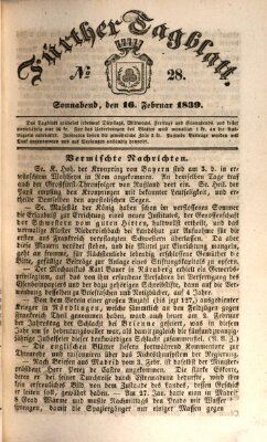 Fürther Tagblatt Samstag 16. Februar 1839