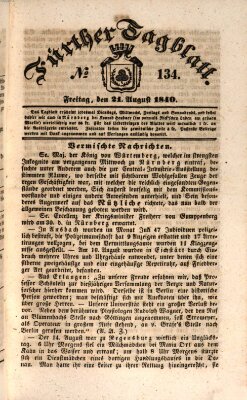 Fürther Tagblatt Freitag 21. August 1840