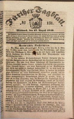 Fürther Tagblatt Mittwoch 17. August 1842