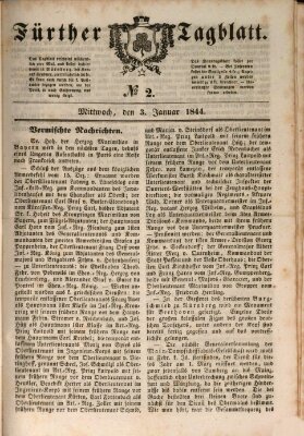 Fürther Tagblatt Mittwoch 3. Januar 1844