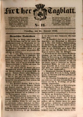 Fürther Tagblatt Dienstag 21. Januar 1845