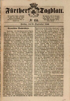 Fürther Tagblatt Freitag 21. September 1849