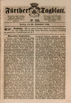 Fürther Tagblatt Freitag 28. September 1849