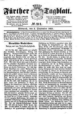 Fürther Tagblatt Mittwoch 3. September 1851