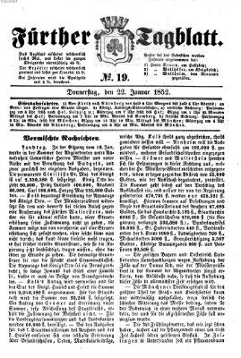 Fürther Tagblatt Donnerstag 22. Januar 1852