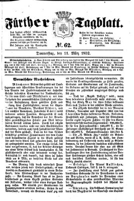 Fürther Tagblatt Donnerstag 11. März 1852