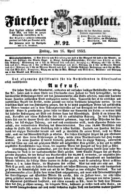 Fürther Tagblatt Freitag 16. April 1852