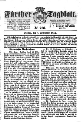 Fürther Tagblatt Dienstag 7. September 1852