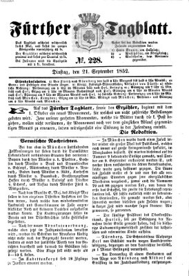 Fürther Tagblatt Dienstag 21. September 1852