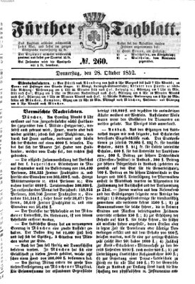 Fürther Tagblatt Donnerstag 28. Oktober 1852
