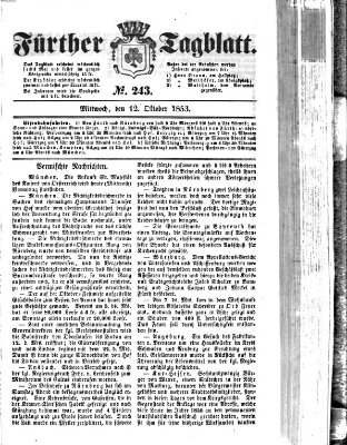Fürther Tagblatt Mittwoch 12. Oktober 1853