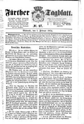Fürther Tagblatt Mittwoch 1. Februar 1854